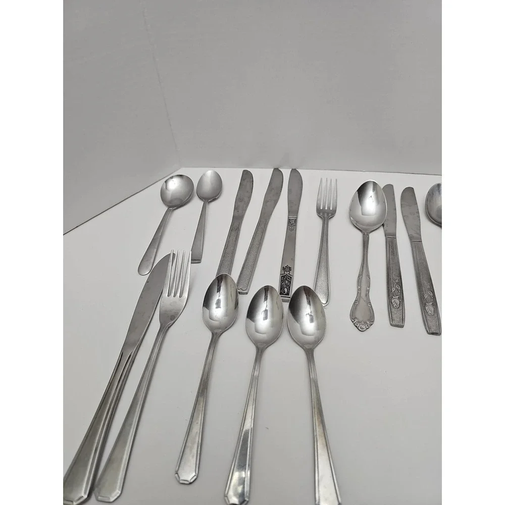 20pc Stainless Steel Silverware Flatware‎ Lot Assorted Pieces Mixed Patterns